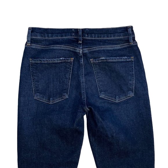 AGOLDE Sophie Dark Blue Wash Denim High Rise Raw Hem Crop Skinny Jeans Size 26 - Picture 4 of 11